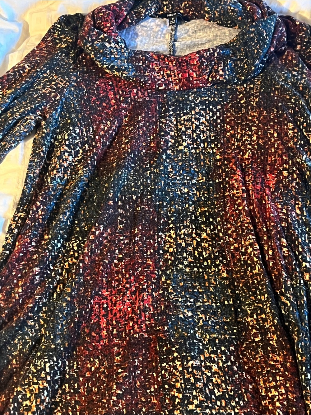 Premise Multicolor Cowl Neck Tunic — Blue, Red, Gold